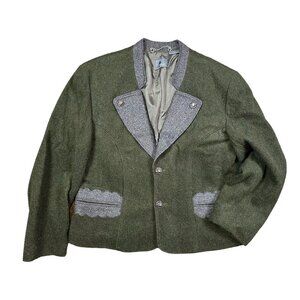 LizWear Vintage Green Grey Wool Cottagecore Jacket Coat Women's Size 8